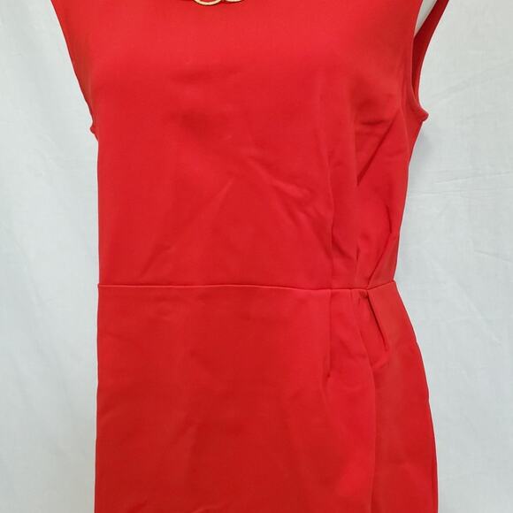 H&M Red Gold Stretch Classy Sexy Dress SZ M Medium Wedding Christmas Party - Picture 6 of 12